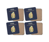 Thumbnail for Kharkiv International Airport (HRK) design on navy blue 4 pieces set coaster