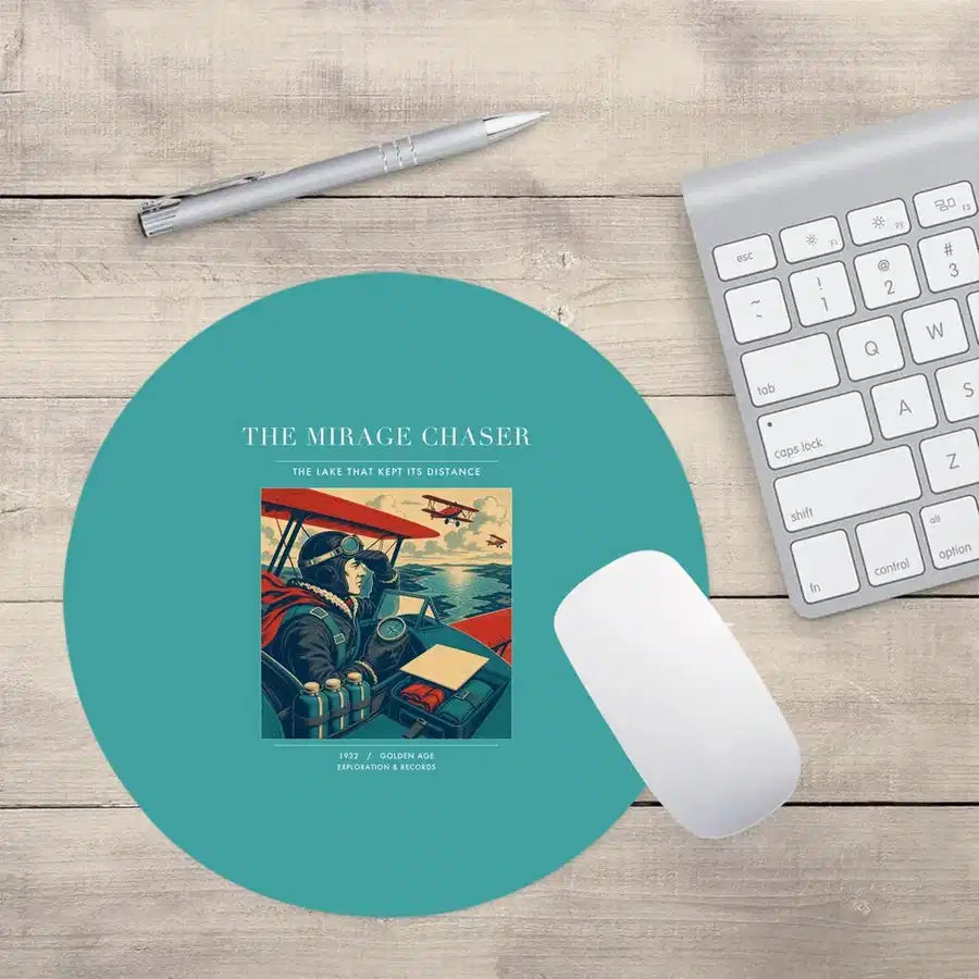 VINTAGE G4337 - The Mirage Chaser - Designed Mouse Pads design on turquoise round