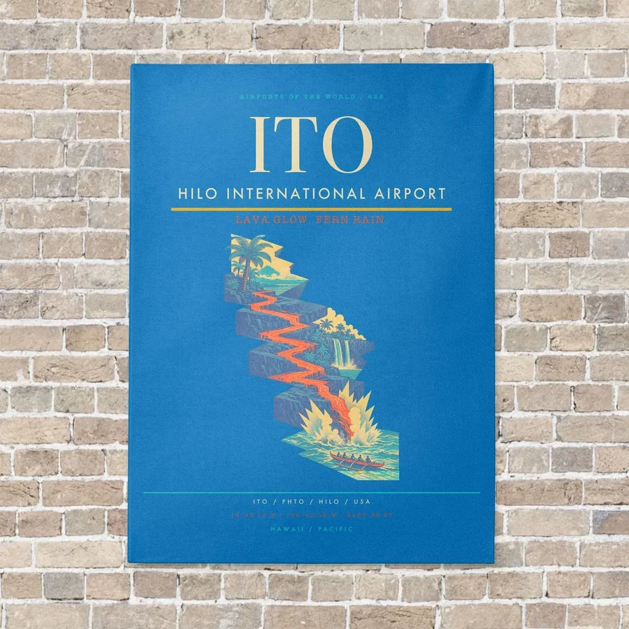 Hilo International Airport ITO vertical canvas print - no frame - turquoise background
