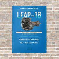 Thumbnail for CFM LEAP-1B vertical canvas print - no frame - turquoise background
