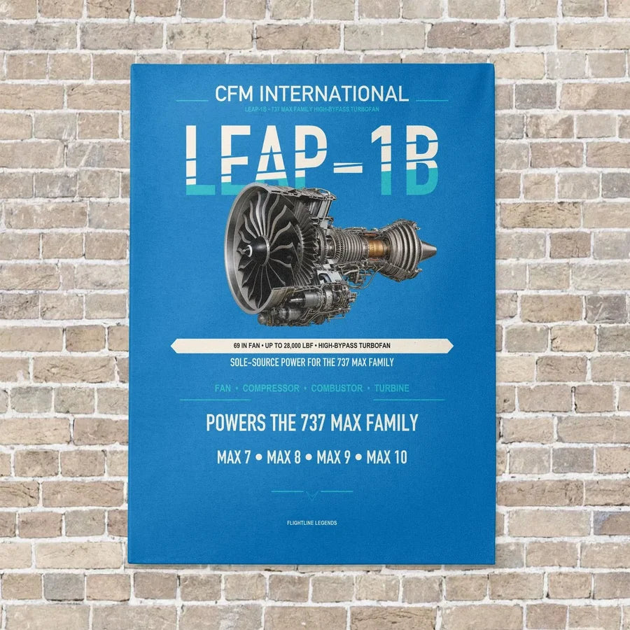 CFM LEAP-1B vertical canvas print - no frame - turquoise background