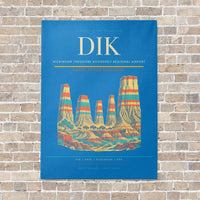 Thumbnail for Dickinson Theodore Roosevelt Regional Airport DIK vertical canvas print - no frame - turquoise background
