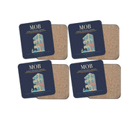 Thumbnail for Mobile Regional Airport (MOB) design on navy blue 4 pieces set coaster