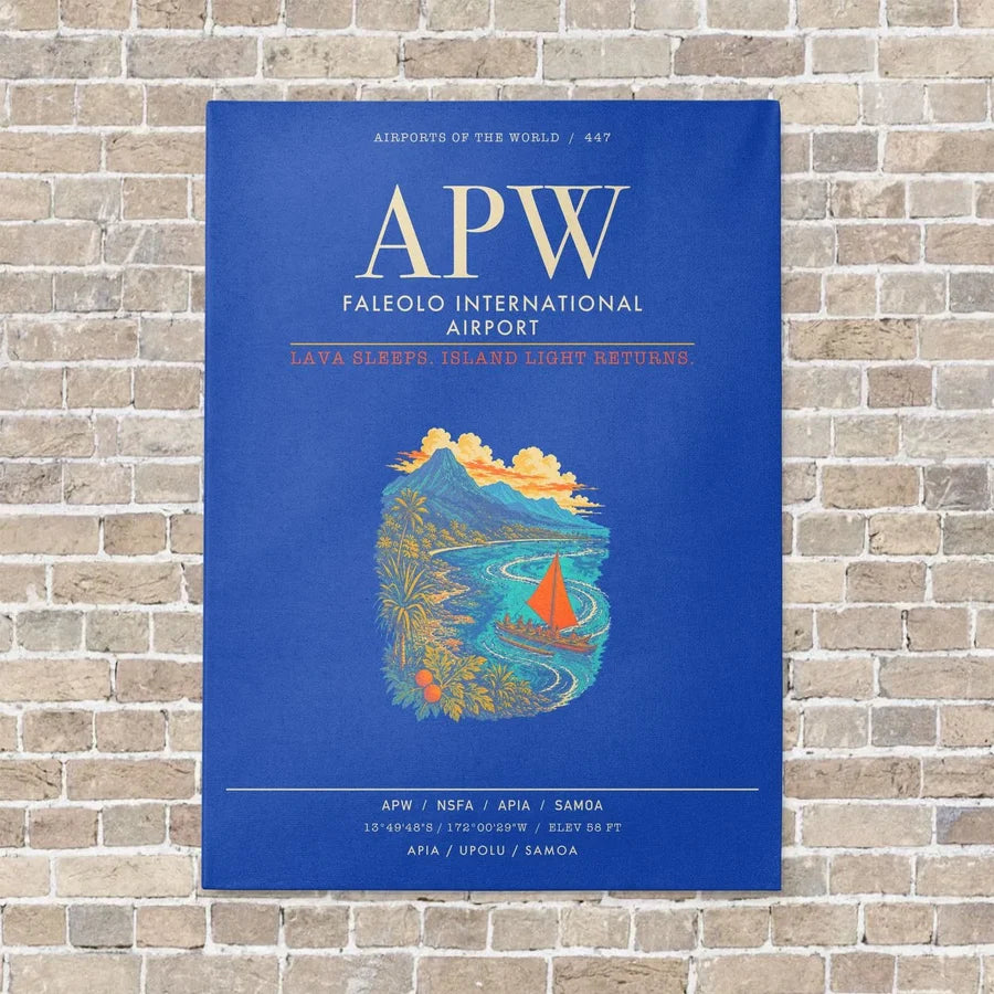 Faleolo International Airport APW - Canvas Framed - Blue