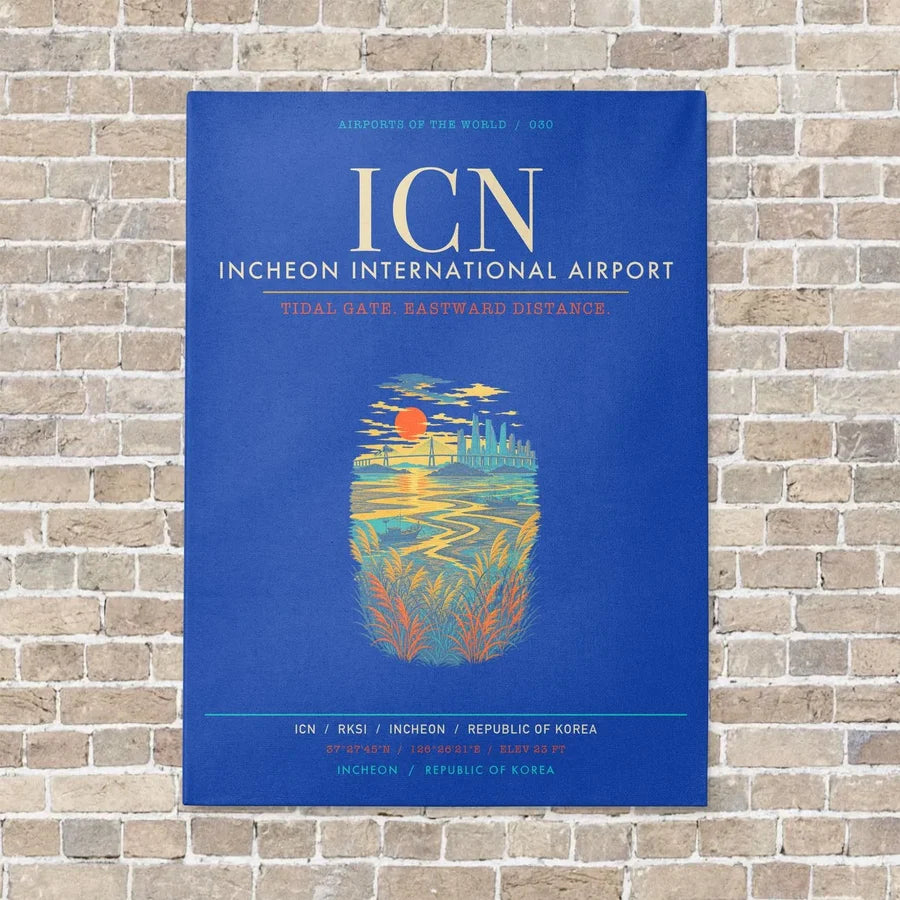 Incheon International Airport ICN - Canvas Framed - Blue