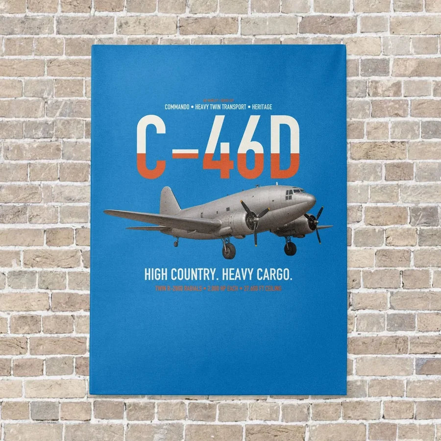 C-46D Commando vertical canvas print - no frame - turquoise background