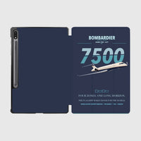 Thumbnail for Bombardier Global 7500 design on navy blue samsung tablet tablet case