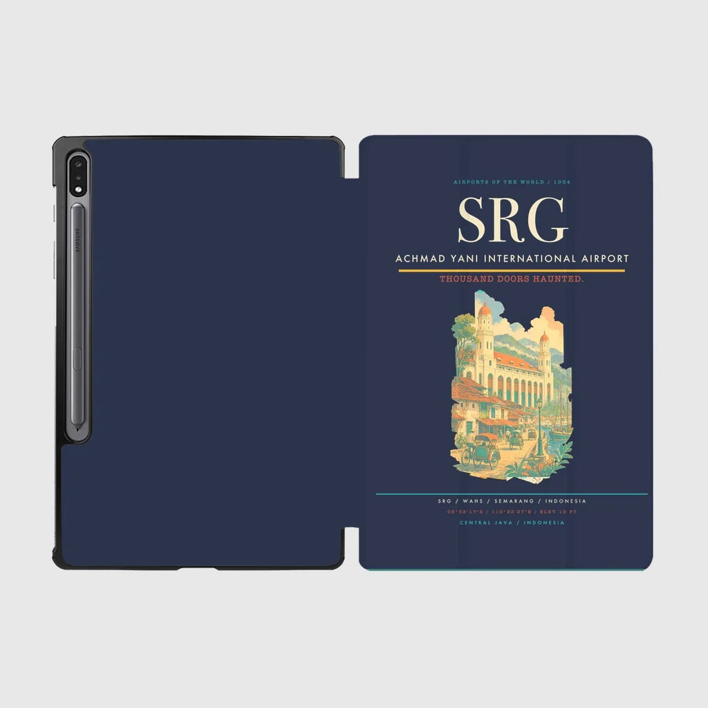 Achmad Yani International Airport (SRG) design on navy blue samsung tablet tablet case