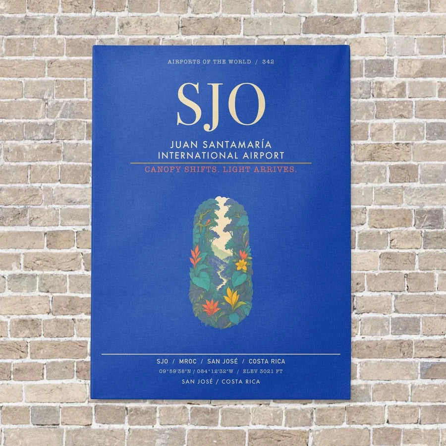 Juan Santamaria International Airport SJO - Canvas Framed - Blue