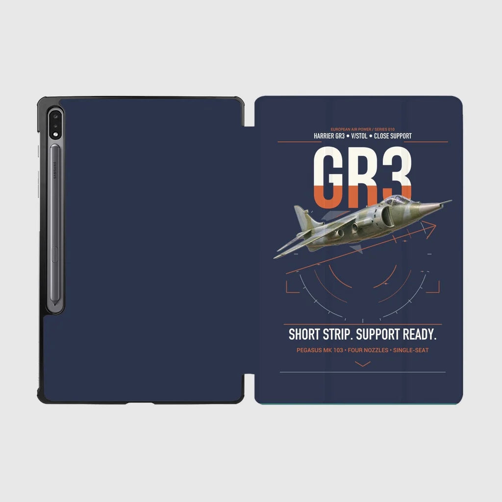 Hawker Siddeley Harrier GR3 design on navy blue samsung tablet tablet case