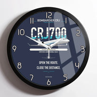 Thumbnail for Bombardier CRJ700 design on navy blue framed wall clock