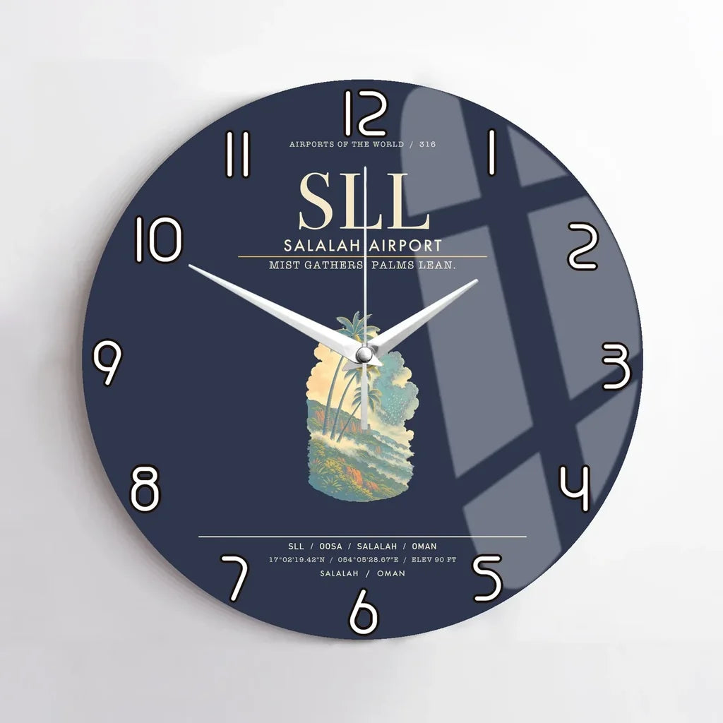 Salalah Airport SLL Wall-Clock No-Frame - Navy Blue