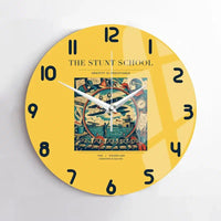 Thumbnail for VINTAGE G4044 - The Stunt School - Designed Wall Clocks design on yellow no-frame
