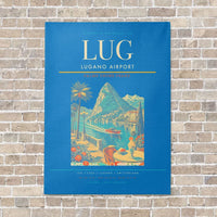 Thumbnail for Lugano Airport LUG vertical canvas print - no frame - turquoise background