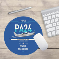 Thumbnail for Piper PA-24-250 Comanche 250 design on blue round mouse pad