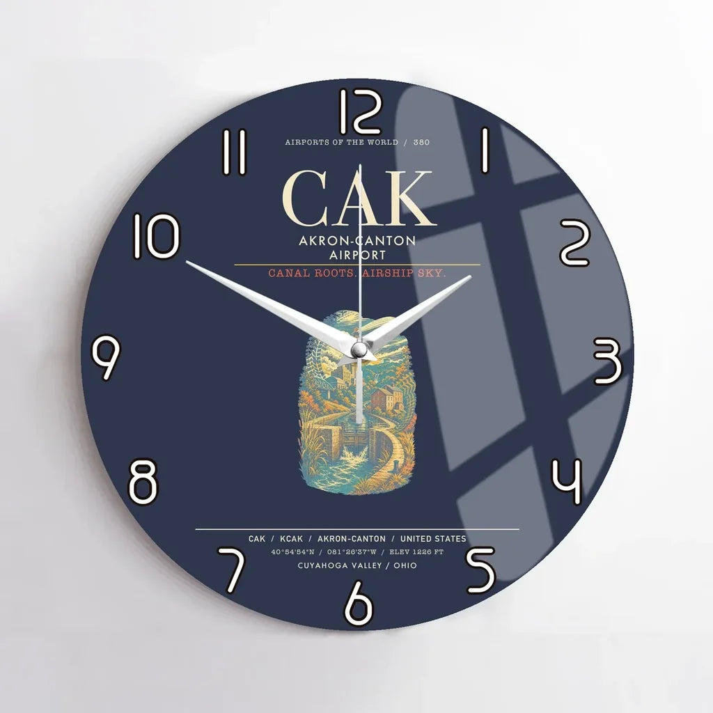 Akron-Canton Airport CAK Wall-Clock No-Frame - Navy Blue