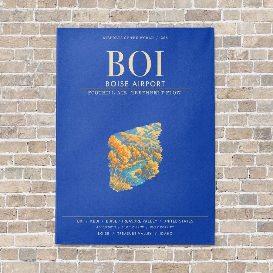 Boise Airport BOI - Canvas Framed - Blue