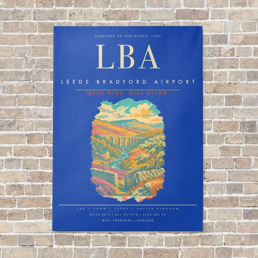 Leeds Bradford Airport LBA - Canvas Framed - Blue
