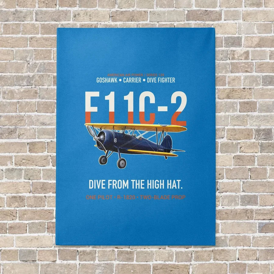 F11C-2 Goshawk Dive from the High Hat vertical canvas print - no frame - turquoise background
