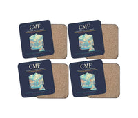 Thumbnail for Chambéry-Savoie Airport (CMF) design on navy blue 4 pieces set coaster