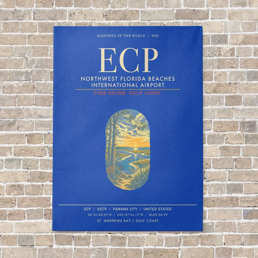 Northwest Florida Beaches International Airport ECP - Canvas Framed - Blue