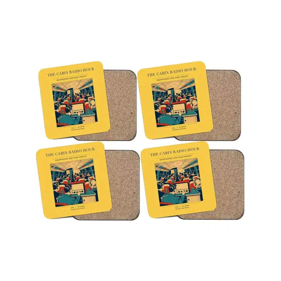 The Cabin Radio Hour - Designed Coasters design on yellow 4-pieces-set