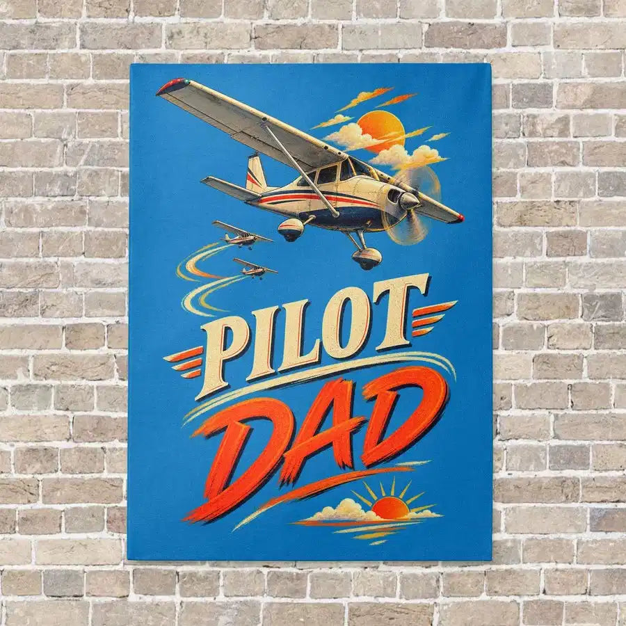 Pilot Dad vertical canvas print - no frame - turquoise background