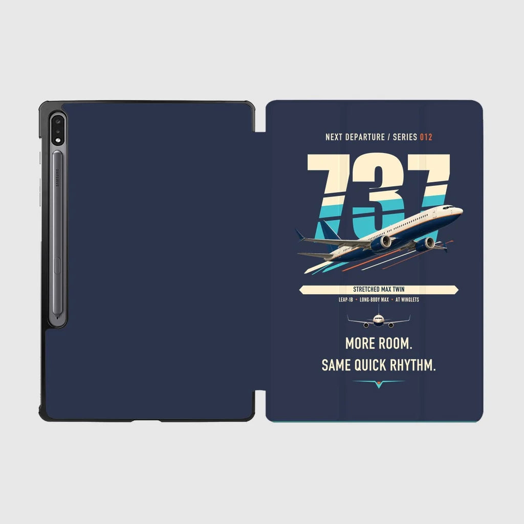 Boeing 737 MAX 9 design on navy blue samsung tablet tablet case