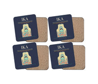 Thumbnail for Tehran Imam Khomeini International Airport (IKA) design on navy blue 4 pieces set coaster