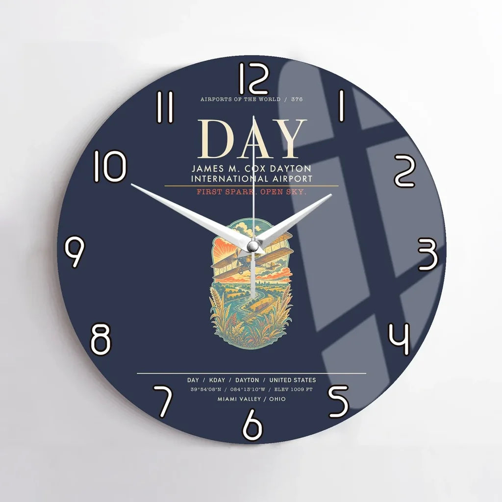 James M. Cox Dayton International Airport DAY Wall-Clock No-Frame - Navy Blue