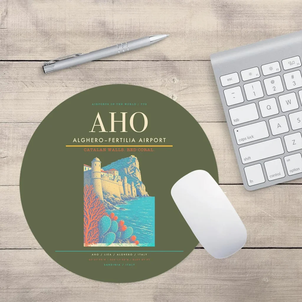 AlgheroFertilia Airport AHO Mouse-Pad Round - Green Army
