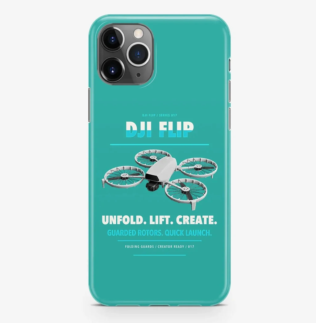 DJI Flip Case ProMax design on turquoise iphone case promax