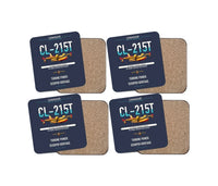 Thumbnail for Canadair CL-215T design on navy blue 4 pieces set coaster
