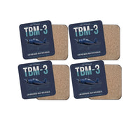 Thumbnail for TBM-3 Avenger design on navy blue 4 pieces set coaster