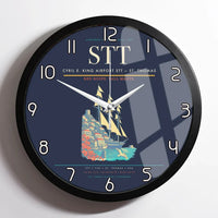 Thumbnail for Cyril E. King Airport (STT) design on navy blue framed wall clock