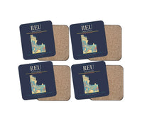 Thumbnail for Reus Airport (REU) design on navy blue 4 pieces set coaster