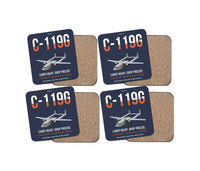 Thumbnail for C-119G Flying Boxcar design on navy blue 4 pieces set coaster