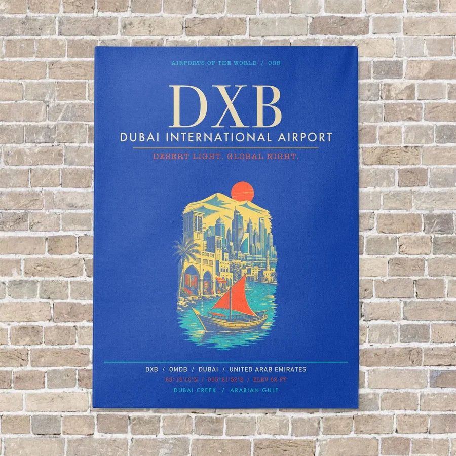 Dubai International Airport DXB - Canvas Framed - Blue