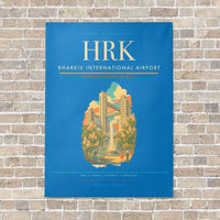 Thumbnail for Kharkiv International Airport HRK vertical canvas print - no frame - turquoise background