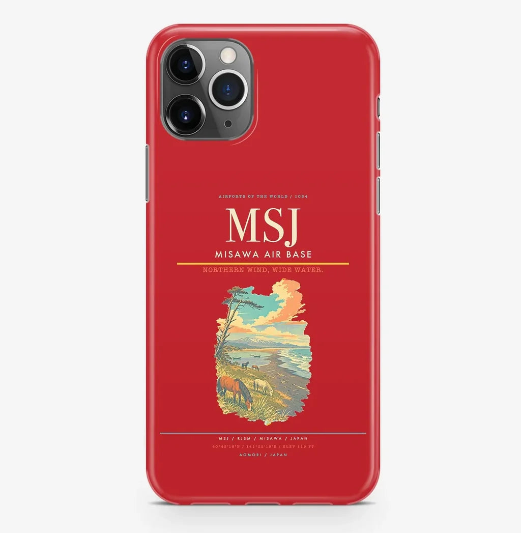 Misawa Airport (MSJ) design on red iPhone 16 Pro MagSafe case