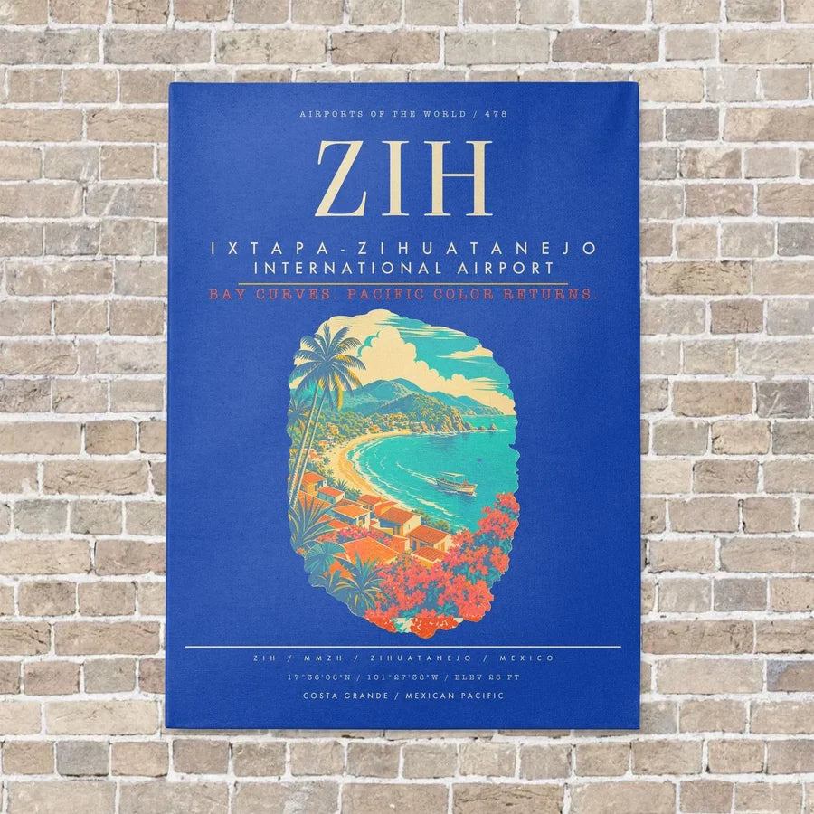 Ixtapa-Zihuatanejo International Airport ZIH - Canvas Framed - Blue