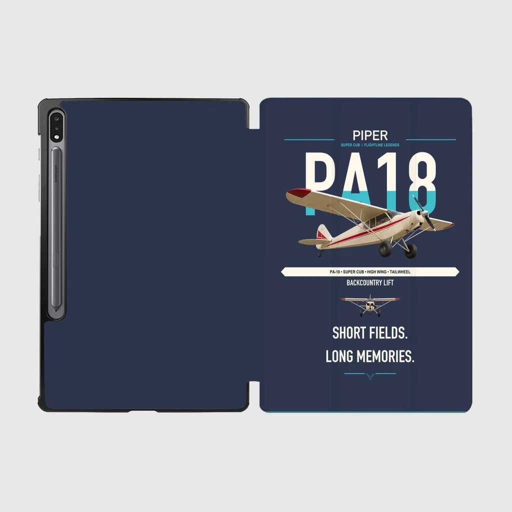 Piper PA-18 Super Cub design on navy blue samsung tablet tablet case