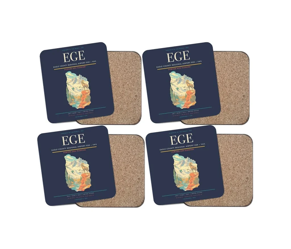 Eagle County Regional Airport (EGE) design on navy blue 4 pieces set coaster
