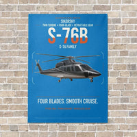 Thumbnail for Sikorsky S-76B vertical canvas print - no frame - turquoise background