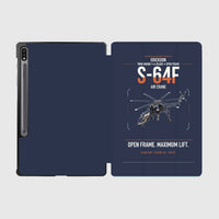 Thumbnail for Erickson S-64F Air Crane design on navy blue samsung tablet tablet case