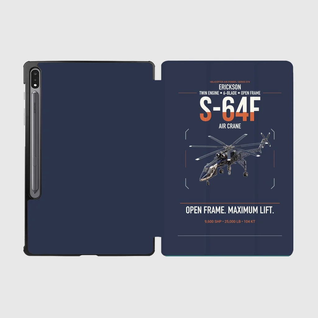 Erickson S-64F Air Crane design on navy blue samsung tablet tablet case