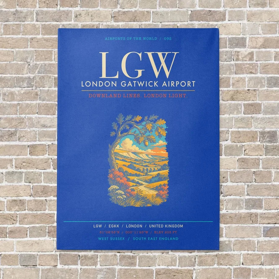 London Gatwick Airport LGW - Canvas Framed - Blue