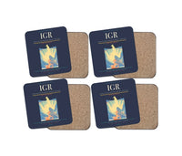 Thumbnail for Cataratas del Iguazu International Airport (IGR) design on navy blue 4 pieces set coaster