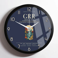 Thumbnail for Gerald R. Ford International Airport Grand Rapids (GRR) design on navy blue framed wall clock