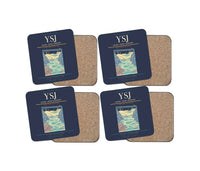 Thumbnail for Saint John Airport (YSJ) design on navy blue 4 pieces set coaster